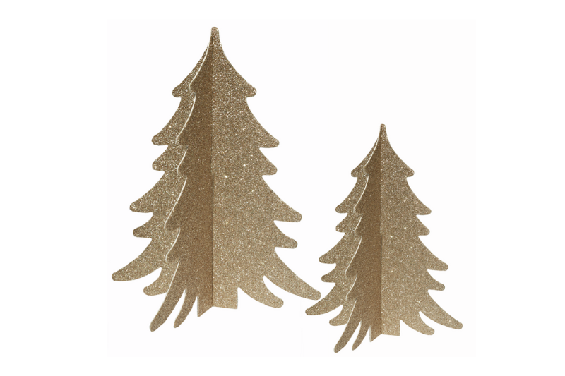Weihnachtsdekoration Bäume 2er Set Gold oder Silber