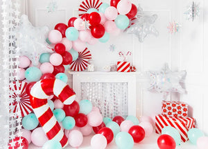 Folienballon Zuckerstange Candy Cane Rot-Weiß