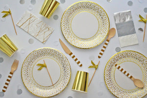 New Years Eve Party Silvester Party in a box Flatlay Geschirr