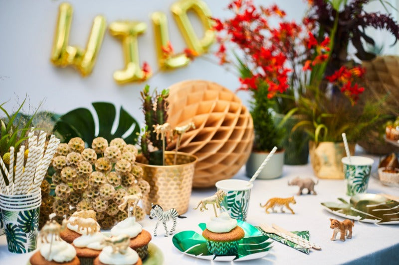 Bild der Wild One Party Box Tisch und Raum Dekoration mit Folienballons und Geschirr